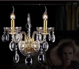 Wall Lamp Fashion Crystal Lights Sconce Bedroom Bedside Candle Double Head Luxury