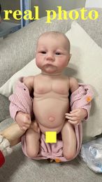 Dolls Dolls 19inch Full Body Silicone Already Painted Finished Reborn Baby Doll Levi AwakeSleeping born Size 3D Skin Visible Veins 23083