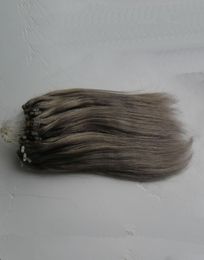 7a micro loop brazilian extensions 100gpack 10quot24quot Silver Grey Remy Loop Micro Ring Hair silky Straight 100 Human Hai6199446