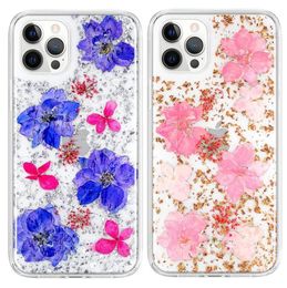 Real Flower Cases For Iphone 13 Pro Max 12 11 XR Clear Double Layer Heavy Duty Shockproof Protection Cover3540103