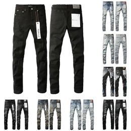 Jeans Purple jeans men designer stacked jeans women pants slim fit pants Hip Hop Zipper Embroidered Spliced Tights Pants retro paint dot
