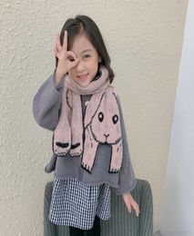 Cute Korean Style Cartoon Bear Rabbit Kids Knitted Wool Scarf Autumn Winter Boys Girls Toddler Long Scarfs1IJE9220830