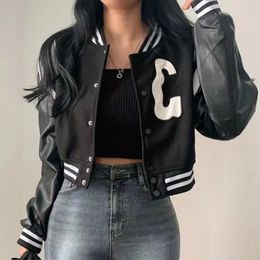 Women's Jackets 2024 Autumn Cropped Bomber Jacket Women Vintage Korean Fashion Oversize Gothic Style Baseball Short Chic Streetwear