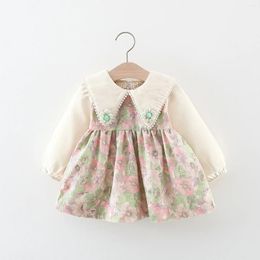 Girl Dresses Western Style Dress Spring And Autumn Korean Edition Children Long Sleeved Flower Baby Fashion