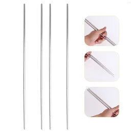 Kitchen Storage 2 Pairs Kids Long Stainless Steel Chopsticks Anti-scalding Korean Child