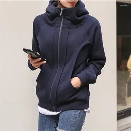 Women's Hoodies Gidyq Women Thick Warm Sweatshirt Fashion Korean Streetwear Designed Pocket Loose Autumn Casual Female All Match Coats