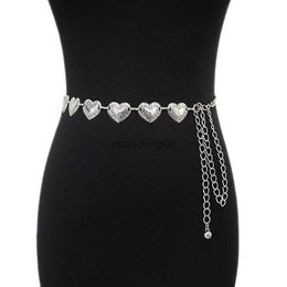 Belts New Unique Heart Metal Belt Women Fashion Love Chain Belts Female Jeans Dress Waistband Brand Design 2022
