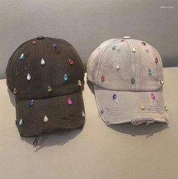 Ball Caps 202411-shi Chic Ins Autumn Design Random Hand Sewn Color Drill Lady Baseball Cap Women Leisure Hat