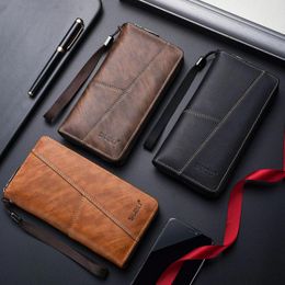 Wallets Men Leather Long Design Causal Purses Male Zipper Wallet Multi-function Card Holder Large Capacity Clutch Multi-card