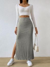 Skirts Sexy Knitted Women Fall Winter Charm Split Long Skirt Slim Casual Party Bodycon Club Y2K Streetwear Maxi