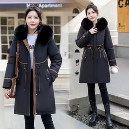 Women's Trench Coats 2024 Fur Collar Parkas Women Hooded Fleece Liner Winter Jacket Detachable Warm Padded Coat Snow Wear Long Overcoat