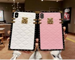 Soft Lambskin PU Leather Cases For iPhone X XR XS Max 8 7 6 6s Plus Square Plaid Cover Cell phone accessories5979822