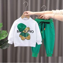 Clothing Sets Baby Girls Boys Children Casual Clothes Spring Kids Vacation Outfits Fall Cartoon Long Sleeve T Shirt Pants Drop Deliv Dhjgd