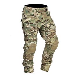 Men Combat Pants With Knee Pads Army Military Airsoft Tactical Cargo Sport Trousers Camouflage Multicam Trekking Hunting Clothes 240103
