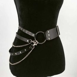 Belts Goth Punk Corset Belt Adjustable Women Waist Metal Chain Skirt Leather Belts Harness Nightclub Hiphop Rock Sexy Dress Waistband