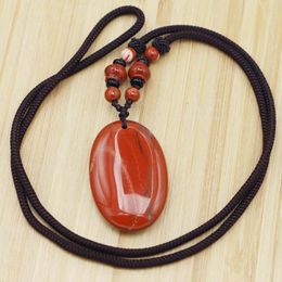 Pendant Necklaces Natural Stone Oval Crystal Agates Vintage Denier Necklace Sweater Chain Reiki Charm Making Jewelry Accessories Wholesale