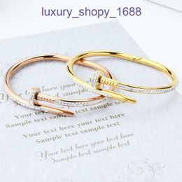 Car tiress Designer Woman Bangle Bracelet Fashion Unisex Charm Bracelets New INS Wind Nail Titanium Steel Diamond Inlaid Card Home Colourless Have Original Box OTV4