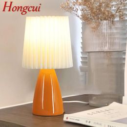 Table Lamps Hongcui Contemporary Lamp LED Ceramics Creative Orange Desk Light Decor For Home Living Room Bedroom Bedside