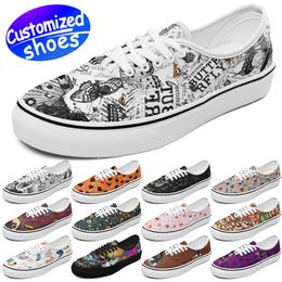 Customized shoes skateboard shoes star lovers SLIP ON diy shoes Retro casual shoes men women shoes outdoor sneaker scrawl dog black white pink big size eur 29-49