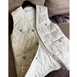 Women's Down Expensive Brand Gorgeous Little Sweet Gum Art Pleuche Process Flash 90 White Duck Brief Paragraph Jacket Vest