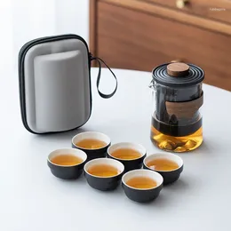 Teaware Sets Teacup Teapot Tea Set Outdoor Travel Portable Storage Bag Business Event Companion Gift Ceramic Cup One Pot Six Cups