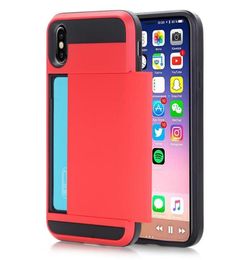 Hybrid Slide Card Slot Holder Cases For iPhone 11 Pro Max XS XR X 8 7 Plus SE 14 12 13 Dual Layer Hard Back Phone Covers7219205