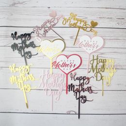 Festive Supplies Happy Mother's Day Cake Topper Acrylic Top Flag Decorating For Mum Mother Birthday Celebration Party Decor