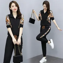 Women's Two Piece Pants Casual Suit 2024 Spring Autumn Fashion Running Tracksuit Long Sleeved Top And Set Plus Size Clothing