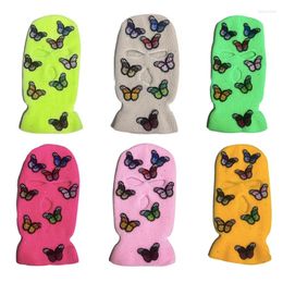 Berets 3 Hole Mask Knit Full Face For Butterfly Knitted Hat Winter Balaclava Outdo