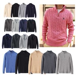 Mens Designer Polo Sweater Fleece Ralphs Shirts Thick Half Zipper High Neck Warm Pullover Slim Knit Knitting Lauren Jumpers Small Horse Brand Cotton Sweatshirt 656