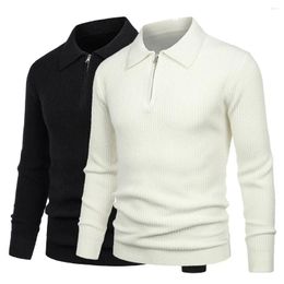 Men's Sweaters 2024 Autumn/Winter Polo Collar Pullover Knit Youth Rib Closure Slim Fit Sweater