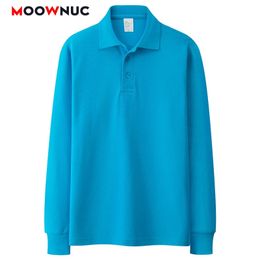 Male Polos Fashion 100 Cotton Classic Style Solid Business Casual Jerseys Tees Black Tops Hombre Mens Long Sleeves 240104