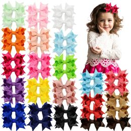 40Pcs 3 inch Baby Girl Solid Ribbon Hair Bows Alligator Clips for ToddlersKidsChildren 240104