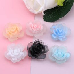 Charms 10pcs Luminous Roses Craft DIY Mixed Colourful Flatback Resin Rose Flower Cabochon Embellishment 29mm Big 3D Camellia Accessories