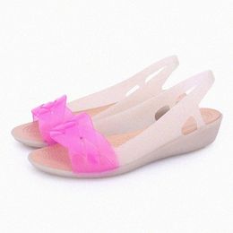 Rainbow Sandals Jelly Shoes Women Wedges Sandalias Woman Sandal Summer Candy Colour Peep Toe Bohemia Beach Sweet Slipper Shoes Girl k5zc#