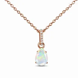 Chains European And American Retro Water Droplets Moonlight Stone Pendant Rose Gold Necklace Female Niche Design Fashionable Jewelry