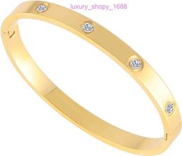 Car tiress Bracelet Womens Fashion Love Friendship 18K Gold Silver Rose Plated Cubic Zirconia Stainless Steel Oval Bangle Stackable Have Original Box