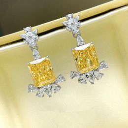 Dangle Earrings Huitan Gorgeous Women's For Wedding Luxury Paved Brilliant Yellow/White Cubic Zirconia Aesthetic Female Jewelry