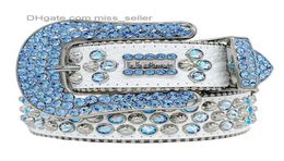 DesignerSimon Belts for Men Women Shiny diamond belt Black on Black Blue white multicolour with bling rhinestones as gift miss seller4369279