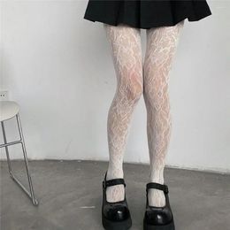 Women Socks Hollow Out Summer Tights Elastic Y2K Mesh Stockings Transparent Laciness Pantyhose Flower Embroidery Hosiery