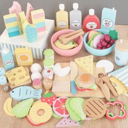 Wooden Pretend Play Food Kitchen Toys Classic Cutting Cooking Set Kids HousePlay Educational Imitation Game Toys for Girls Boys 240104