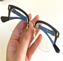 pop retro men optical glasses punk style design square halfframe with leather box HD clear lens top quality9799869