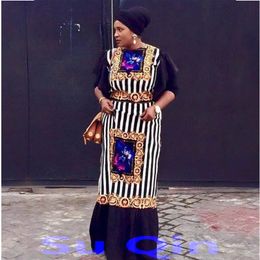 Clothing New Fashion Bazin Print Dashiki Yamadou Elastic Sleeve Loose Style Traditional African Dress For Women
