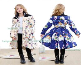 Winter Princess Girl Down Coat 412T Kids 90 White Downfilled Jacket 5 Colors Children Slim Long Outerwear1318779