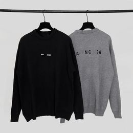 2023 Early Autumn New Designer Black Grey Sweater with Back Letter Logo Embroidered Men's and Women's round neck Pullover Cashmere Sweater