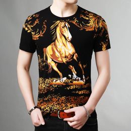 Men's T Shirts Yellow Horse 3D Print Short Sleeve O-Neck Shirt For Men Casual Summer Quality Cotton Soft Comfortable Premium Camisetas