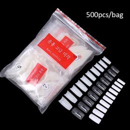 500Pcs/bag 10 Sizes Nature White Clear French Fake Artificial Full Nail Tips Nail Coffin Full Cover False Nail Tips for Practice 240104