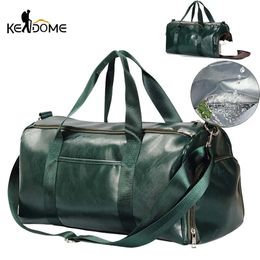 Gym Bag Leather Duffle Shoulder Bags Shoe Compartment Waterproof Outdoor Travel Large Capacity Sport Fitness Handbag X163D 240104