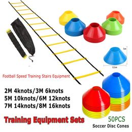 26Ft8M 16 Rung 50 Disc Cones Flexibility Agility Ladders Telescopic Speed Training Equipment Set For Football Soccer Resistance 240103