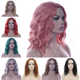 Wigs Soowee Wavy Gray Pink Synthetic Hair High Temperature Fiber Wig Hairpieces Party Hair Red Black Green Women Cosplay Wigs